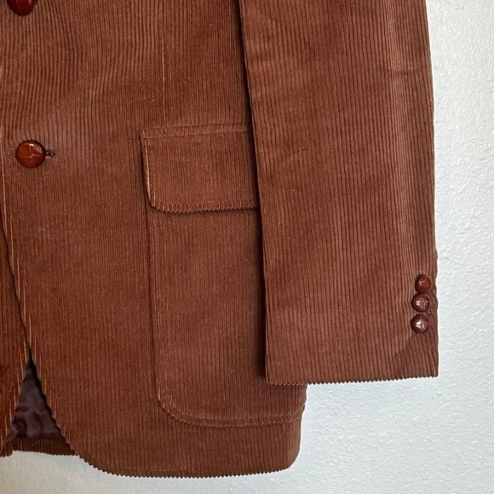 Vintage Corduroy Lapel Blazer Mens 37R Two Buttons Leisure Sport Coat Jacket